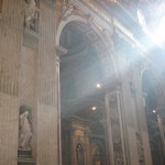 Sunlight beams into St. Peter\'s Basilica in Rome 